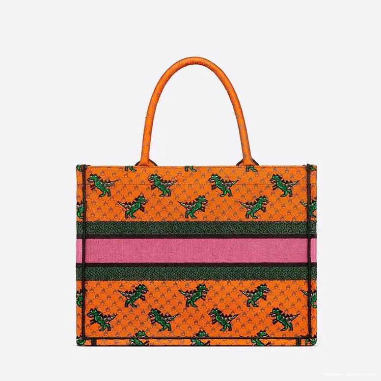 Cheap Tote Fire Motif Orange Dior Canvas Dragon Book & 0407 Hot Sale
